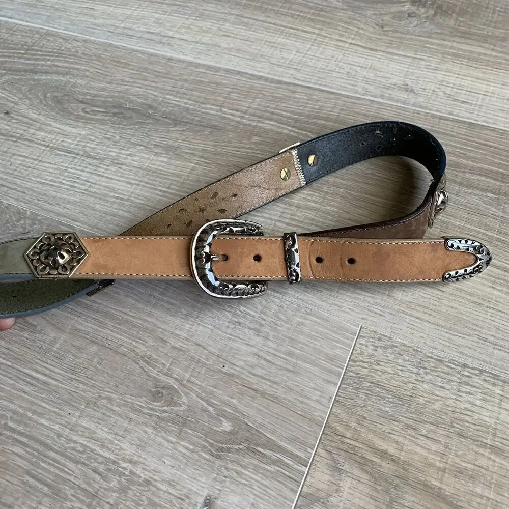 Brighton Womens Multi Color Leather Belt ML 30 39400 Perforated 28.5 - 31.5